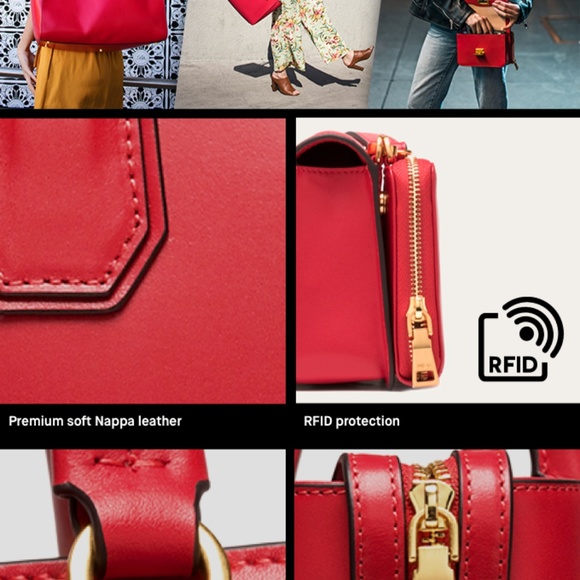 Red Leather Crossbody Bag with Detachable Wallet - Picture 6 of 8